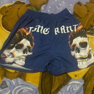 BLUE graphic shorts, size SMALL